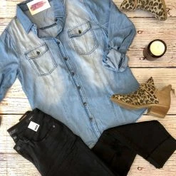 Iris & Rainbow Boutique New Arrivals #E8 Demi's Denim Shirt (Light Wash)