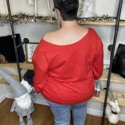 Iris & Rainbow Boutique New Arrivals #H58 Merry And Bright Off The Shoulder Sweatshirt