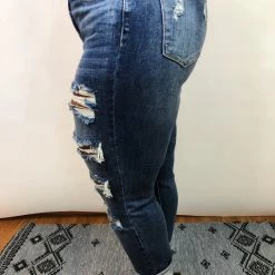 Iris & Rainbow Boutique New Arrivals #E06 Downtown Distressed Boyfriend Judy Blue Jeans