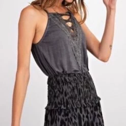 Iris & Rainbow Boutique New Arrivals #301 Swingy Lace Up Tunic (FINAL SALE)