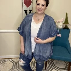 Iris & Rainbow Boutique New Arrivals #H755 Ruffle My Denim Cover Up