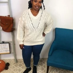 Iris & Rainbow Boutique #K893 Bend In The Road Sweater (Ivory) New Arrivals