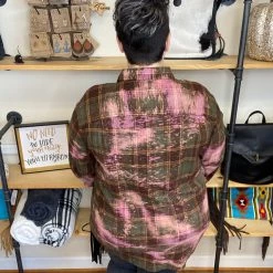 Iris & Rainbow Boutique New Arrivals #E77 One Of A Kind Flannel Tops (Green/Pink)