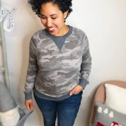 Iris & Rainbow Boutique #L373 Harmonious Camo Top (Grey)