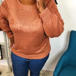 Iris & Rainbow Boutique New Arrivals #K897 Fall In Leaves Sweater (Mauve)