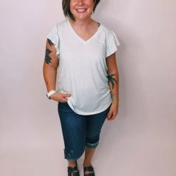 Iris & Rainbow Boutique #K307 Just A Mint Of Love Flutter Sleeve Top New Arrivals