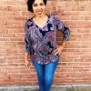 Iris & Rainbow Boutique #K556 Harmonize In Paisley Navy Top