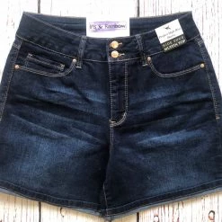Iris & Rainbow Boutique #B160 Boardwalk Dreams Cuffed Shorts (Dark Wash) New Arrivals