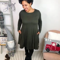 Iris & Rainbow Boutique New Arrivals #L301 Simple And Stunning Dress (Olive)