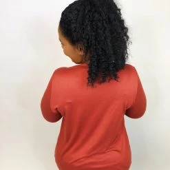 Iris & Rainbow Boutique #K710 Simple & Sweet Long Sleeve Top (RUST) New Arrivals