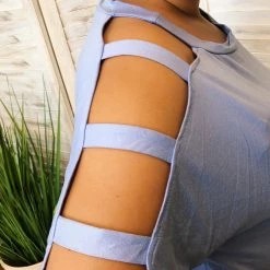 Iris & Rainbow Boutique #K162 Clear Skies Cold Shoulder Top