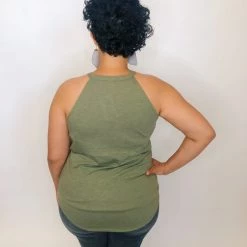 Iris & Rainbow Boutique #K197 Rocker Girl Tank (ARMY GREEN) New Arrivals