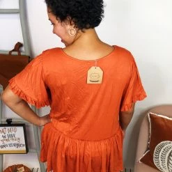 Iris & Rainbow Boutique New Arrivals #L224 Nicolette Top (Brick)