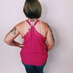 Iris & Rainbow Boutique #K304 Lace Me Down Top (FUSCHIA)