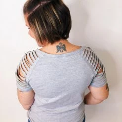 Iris & Rainbow Boutique #K563 City Of Angels Top (Heather Grey)