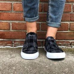 Iris & Rainbow Boutique #C88 Into The Woods Gray Check Plaid Shoes