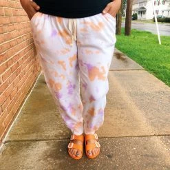 Iris & Rainbow Boutique #J772 Orange Sorbet Tie Dye Lounge Bottoms New Arrivals