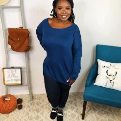 Iris & Rainbow Boutique #K840 Rock The Lace Sweater (Teal Blue) New Arrivals