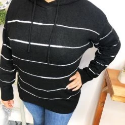 Iris & Rainbow Boutique #L558 Style Statements Hoodie (Black Off White) New Arrivals