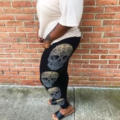 Iris & Rainbow Boutique New Arrivals #K675 Skulls By Your Side Leggings