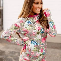 Iris & Rainbow Boutique New Arrivals #C193 Ampersand Floral Frenzy Doublehood Sweatshirt (Original)