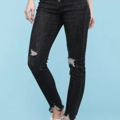 Iris & Rainbow Boutique New Arrivals #288 Button Me Up Grey Distressed Judy Blue Jeans