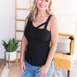 Iris & Rainbow Boutique New Arrivals #K452 Far Away Tank Top (Black)