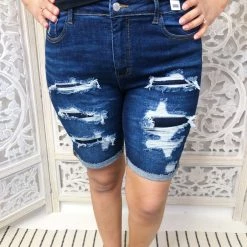 Iris & Rainbow Boutique #M432 Summer Eletro Hit Judy Blue Bermuda Shorts