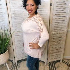 Iris & Rainbow Boutique #K68 Sunday Morning Lace Dolman Top