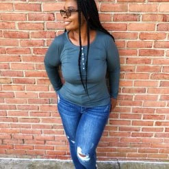 Iris & Rainbow Boutique New Arrivals #K663 Simply Sophisticated Long Sleeve Top (Teal)