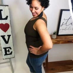 Iris & Rainbow Boutique #L972 Dreamy Reversible Tank (Olive) New Arrivals