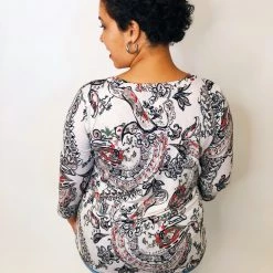 Iris & Rainbow Boutique #K553 A Walk In A Paisley Dream Top (Taupe/Red) New Arrivals