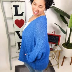 Iris & Rainbow Boutique #M675 Knitted From The Heart Cardigan (Denim) New Arrivals