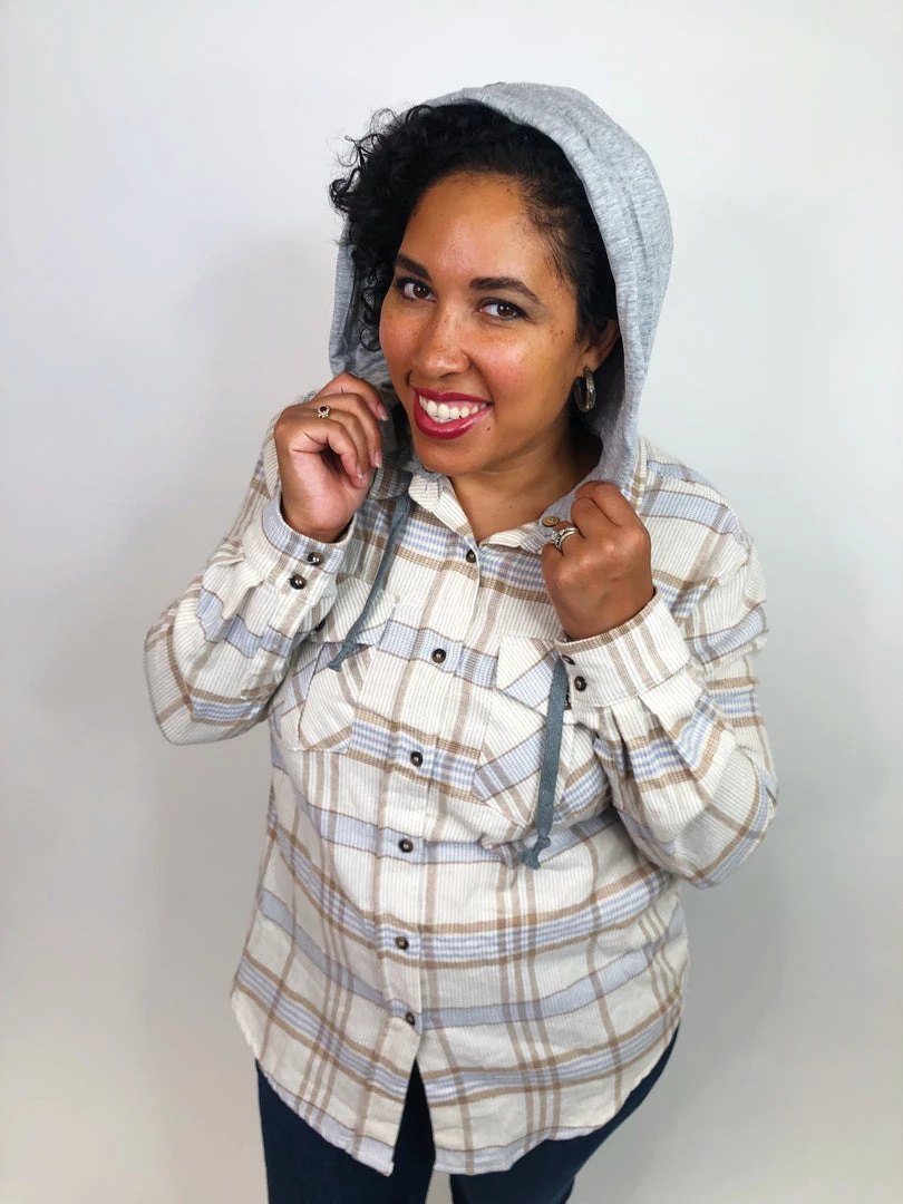 Iris & Rainbow Boutique #K694 Striped Flannel Top (BLUE) 14 Iris & Rainbow Boutique #K694 Striped Flannel Top (BLUE)