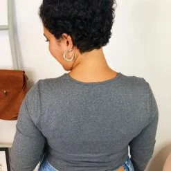 Iris & Rainbow Boutique New Arrivals #K780 All Squared Away Bodysuit (CHARCOAL)