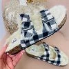 Iris & Rainbow Boutique #K950 Fluff My Plaid Sandals (WHITE/BLACK) New Arrivals