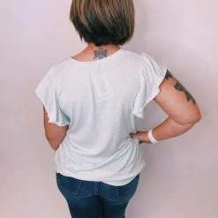 Iris & Rainbow Boutique #K307 Just A Mint Of Love Flutter Sleeve Top New Arrivals