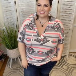 Iris & Rainbow Boutique New Arrivals #J920 Aztec Vibes Top