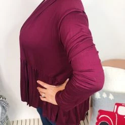 Iris & Rainbow Boutique #L311 Rock The Day Cardigan (Burgundy) New Arrivals