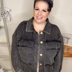 Iris & Rainbow Boutique #L542 Evening Blues Shacket