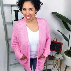 Iris & Rainbow Boutique #M674 Knitted From The Heart Cardigan (Bubble Gum)