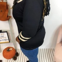 Iris & Rainbow Boutique #K933 Varsity Day 3/4 Sleeve Top New Arrivals