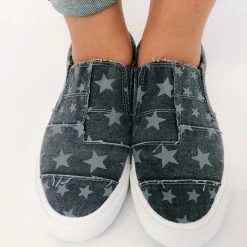 Iris & Rainbow Boutique #K185 Up In The Stars Slip On Blowfish Shoes (CHARCOAL)