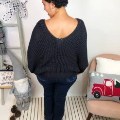 Iris & Rainbow Boutique New Arrivals #L278 Girls Day Out Ribbed POL Sweater (CHARCOAL)