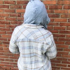 Iris & Rainbow Boutique #K694 Striped Flannel Top (BLUE) 20 Iris & Rainbow Boutique #K694 Striped Flannel Top (BLUE)