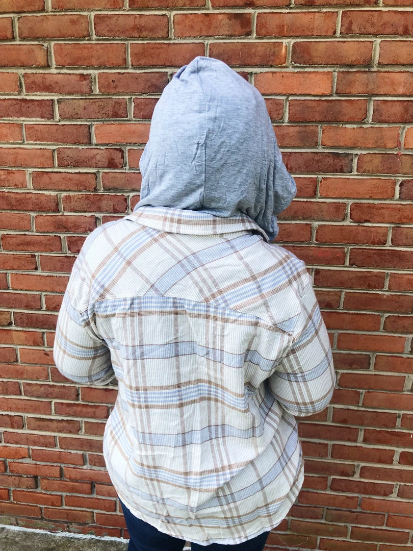 Iris & Rainbow Boutique #K694 Striped Flannel Top (BLUE) 7 Iris & Rainbow Boutique #K694 Striped Flannel Top (BLUE)