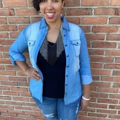 Iris & Rainbow Boutique New Arrivals #E8 Demi's Denim Shirt (Light Wash)