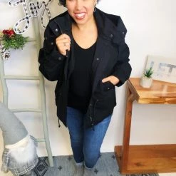 Iris & Rainbow Boutique #L560 Trendy Temptation Utility Jacket (Black) New Arrivals