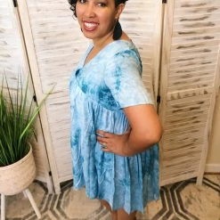 Iris & Rainbow Boutique New Arrivals #K121 Turquoise Waters Tie Dye Dress