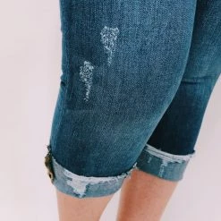 Iris & Rainbow Boutique #K314 Hot & Dangerous Cuffed Judy Blue Skinny Capri New Arrivals